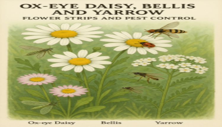 Ox-eye Daisy, Bellis and Yarrow: Flower Strips and Pest Control